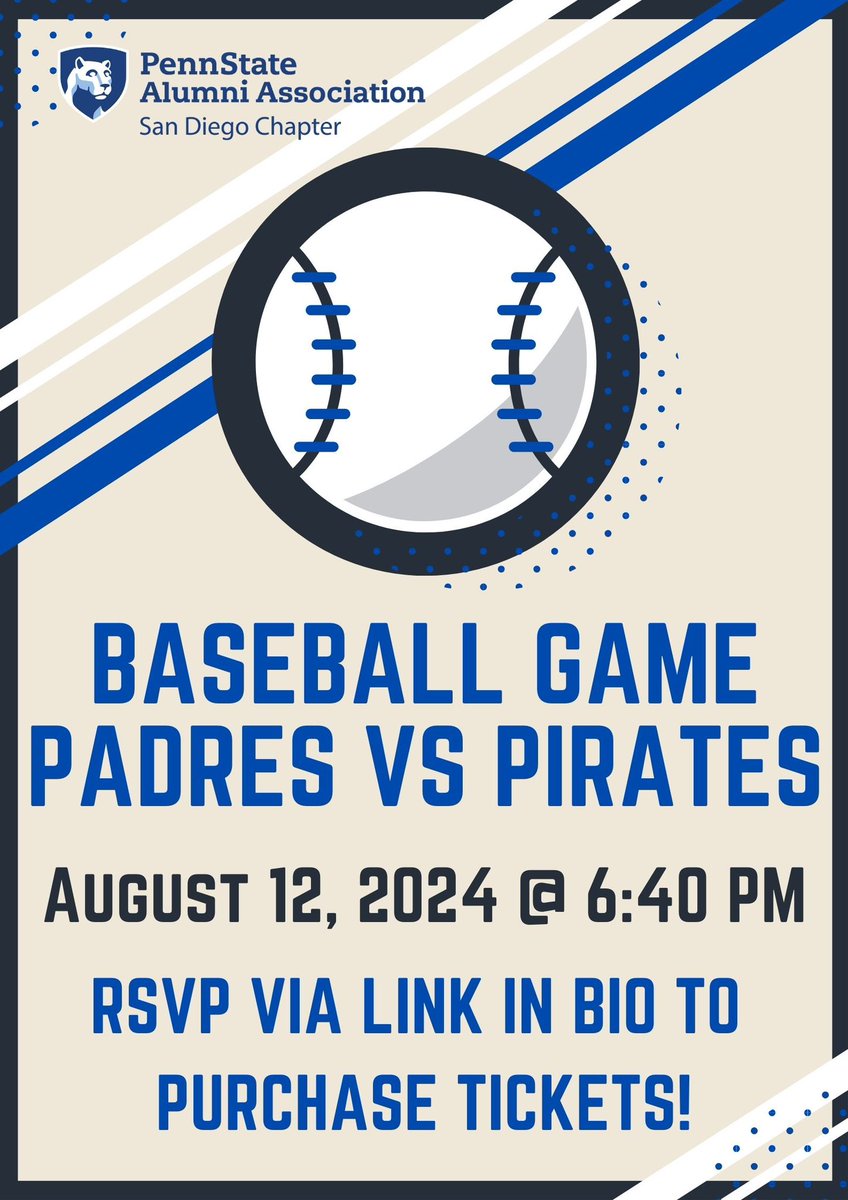 SDPSU's tweet image. Come join us at the ballpark on August 12th @ 6:40 as the San Diego Padres take on the Pittsburgh Pirates! 

Link in bio to RSVP and purchase tickets! ⚾️