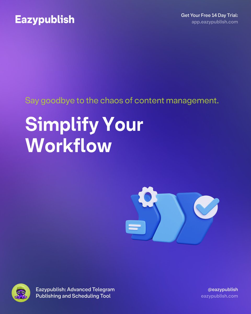 eazypublish's tweet image. Say goodbye to the chaos of content management. Eazypublish streamlines your workflow, giving you more time to focus on what truly matters. Enjoy the simplicity and peace of mind with our intuitive platform.
#SimplifyWorkflow #Eazypublish #StreamlineManagement