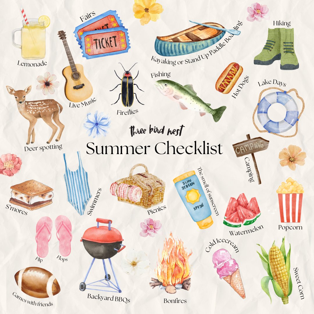 Summer is officially here and so is our Summer Checklist! 
P.S Is it lightning bugs or Fireflies? 

🌸🌼🌺