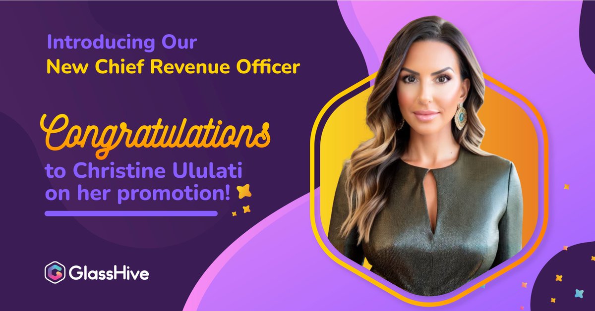 GlassHiveOS's tweet image. We are thrilled to announce that Christine Ululati has been promoted to Chief Revenue Officer! 🎉
