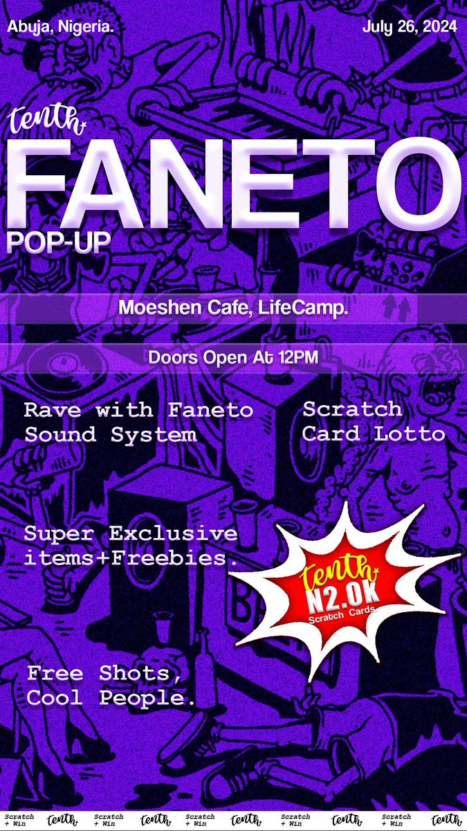 10thstrt's tweet photo. FRIDAY, JULY 26TH,2024.
MOESHEN CAFE, LIFECAMP.

-FANETO SOUND SYSTEM ⚡️
-N2K SCRATCH CARD LOTTO
-UNRELEASED + RESTOCKED 10TH PIECES.

FREE TIX, TMR 7PM
LOCK IN🔗 https://t.co/5EUlk4cEmU