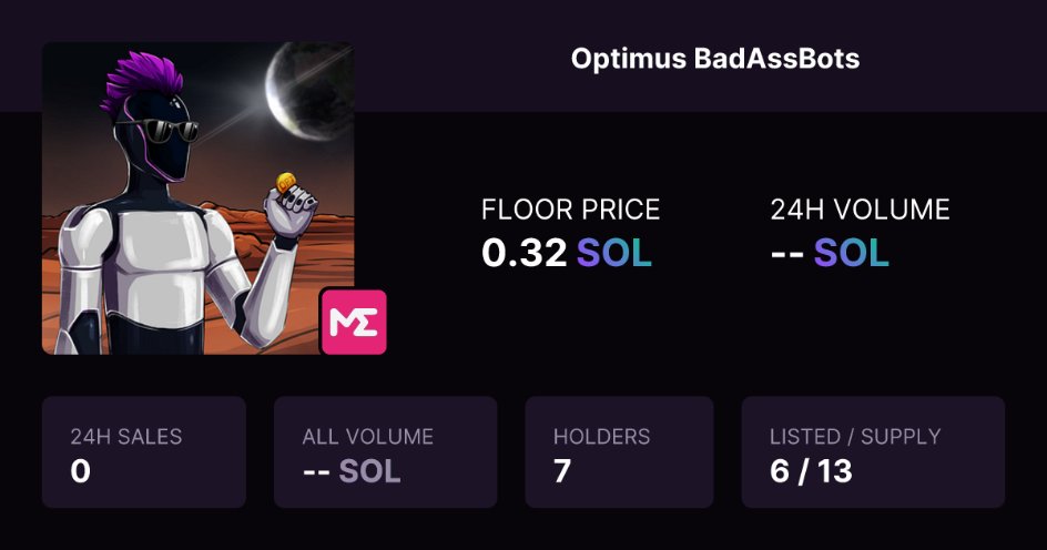 Bitcoin_Burns's tweet photo. 🔥🔥🔥🔥🔥🔥🔥🔥🔥🔥🔥🔥🔥🔥🔥
🎉#BadAssBots #NFTs Now on MagicEden! 🎉

☝️You can now buy and sell the #BadAssBots on MagicEden! Here is the link to the collection on MagicEden

https://t.co/Sw7biiK24u

☝️And on our minting page you can mint the #BadAssBots yourself with a significant discount! Here are the official links to our homepage and the minting page (only use our official links!):

🖼️Minting page: https://t.co/Yi7SmJkxLb
💻Website: https://t.co/AHpP07zGyg

📄Here are the current prices:

👉The #BadAssBots we mined are sold on MagicEden for the price of:
0.32 Sol = approx. 45 USD

👉The price if you mint with $SOL:
0.2 Sol = approx. 30 USD

👉The price if you mint with $OPT:
1M $OPT = approx. 10 USD

☝️Remember that the discount decreases as the $OPT price increases!

🎉 If you pay with $OPT then you will receive a huge discount! So grab it now and get $OPT at a discount!
🔥🔥🔥🔥🔥🔥🔥🔥🔥🔥🔥🔥🔥🔥🔥
---------------------

🤖Buy $OPT on Raydium
🛒Raydium: https://t.co/TAyNwd2pmL

📈Chart: https://t.co/AMMEbDbgcy

🤖CA: 8ybg3WgFUpJeXVc6MKk6hBAZbLmDgBkJuhbwdUked3Hz

☎️Telegram: https://t.co/KPZE4ED0e4
💻Website: https://t.co/AHpP07zGyg
🦜X/Twitter: https://t.co/QH50OqofqJ
🎮Discord:https://t.co/PzEcbIoFD7
🦋Instagram: https://t.co/iCjFBUcJZG
📹YouTube: https://t.co/G9JbK5o0Vu
💃TikTok: https://t.co/KWUemEmR17

#OPT $OPT #cryptoart #memecoin #NFT #ElonMusk #Pumping #Optimus #tradingsignals #Trading #NFTs #NFTtrading #nonfungible #collectibles #BadAssBots @elonmusk #airdrop #airdrops #liquiditymining #mining #yieldfarming #staking #WalletYields #PassiveIncome