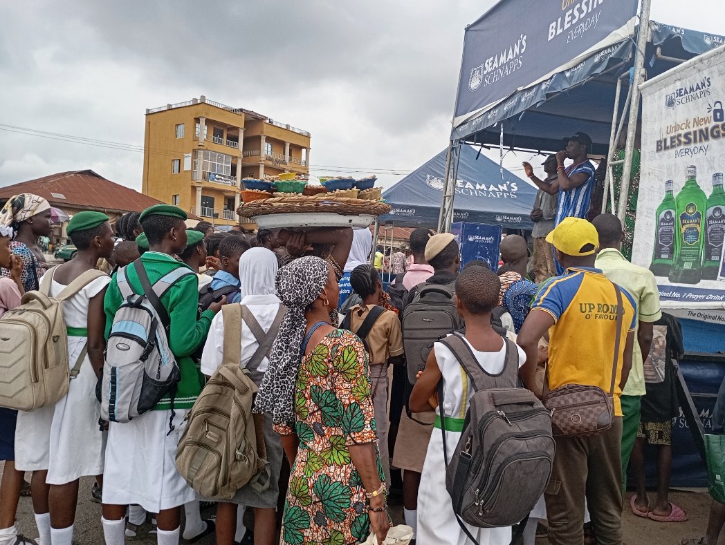 I came across this scene on a major road today in Abeokuta, Nigeria. A popular alcohol spirit brand marketing its product to an audience comprising nearly 95% of primary and secondary school children. Nigeria urgently needs an alcohol control policy
<a href="/Fmohnigeria/">Federal Ministry of Health, NIGERIA</a> 
<a href="/NafdacAgency/">NAFDAC NIGERIA</a>