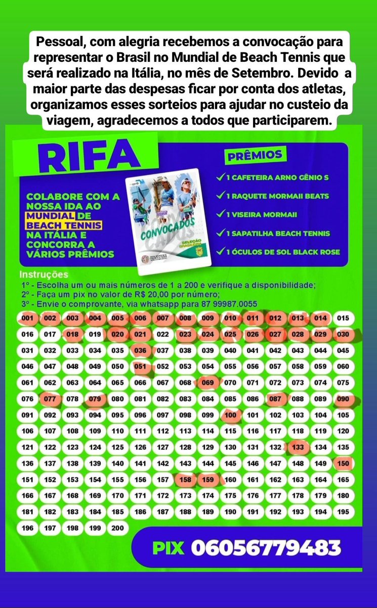 LordSirius18's tweet photo. Povo me pediram ajuda para divulgar a Rifa ,é de uma atleta do Nordeste do interior Patos/PB, quem puder ajudar tá aí ✌️ https://t.co/CRBGMtXVAG