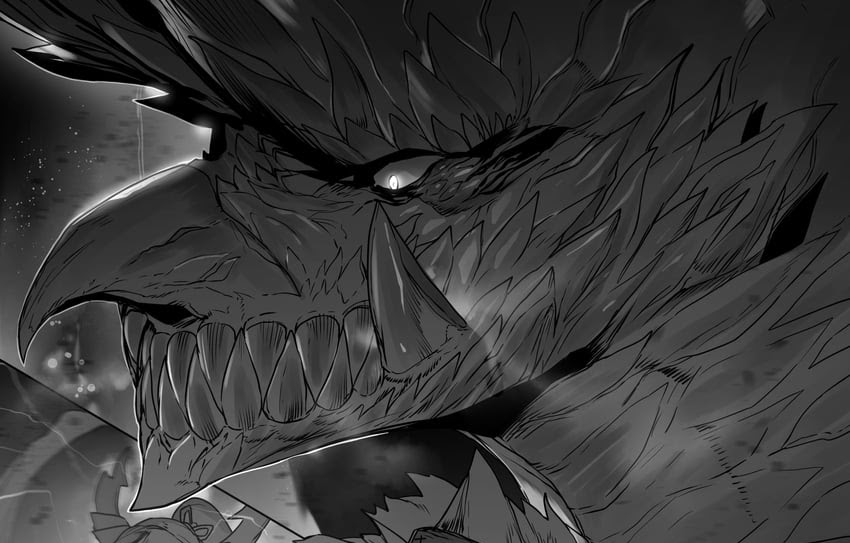 <a href="/MeltingEther/">♛ 𝓗𝑜𝑙𝑦</a> @apatheticscion @LucentDefiler still smouldering from the produced heat. . .

The 𝘽𝙡𝙖𝙯𝙞𝙣𝙜 𝘽𝙡𝙖𝙘𝙠 𝘿𝙧𝙖𝙜𝙤𝙣, Alatreon, intends to take a certain essence for itself. And it will gladly strike down man and demon alike to obtain what it desires. . .

#𝐃𝐀𝐄𝐌𝐎𝐍𝐂𝐎𝐑𝐄