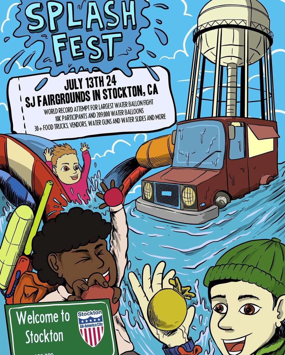 diversemundo's tweet photo. ⚓️ SUMMER SPLASH 🎈
💦 TOMORROW
📍 @Stockton_Cali
⌚️ 1pm
🎫 FREE ALL AGES
‼️ OFFICIAL 🚀 attempt to break the guiness world record for ☀️ BIGGEST WATER BALLOON FIGHT EVER 💧 209,000 balloons
#balloonsoverbullets
🏆 https://t.co/8ekKuvtdDs