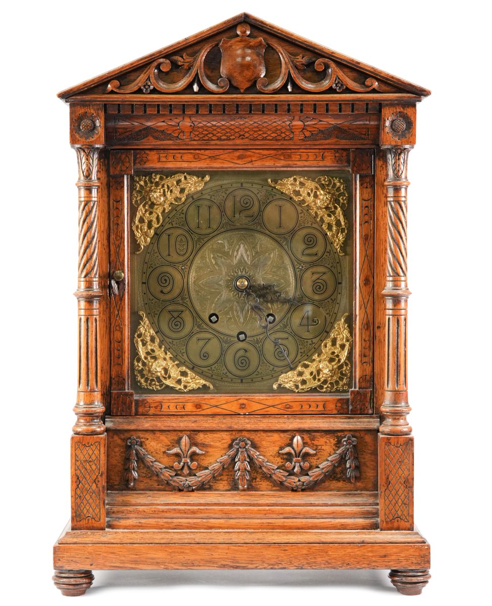 BespokeAuctions's tweet image. In our Sale next Thursday 18th. In-room bidding and online: Lot 30 German Oak Cased Bracket Clock £150-250. #bracketclock #clock #germanclock