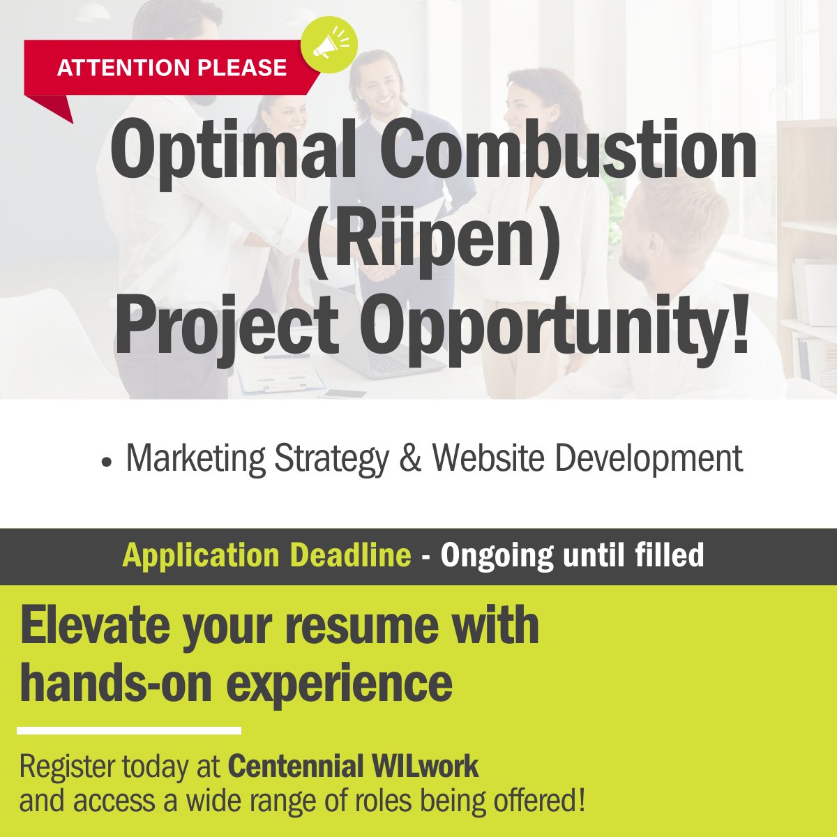 Don't miss out these exciting opportunities at Lets Stop Aids, CTS Associates, Simcoe CC, and Optimal Combustion!
Eligibility: Centennial students on their first educational journey in Canada, not enrolled in a post-graduate certificate program.
Register: bit.ly/3Xo38Kl