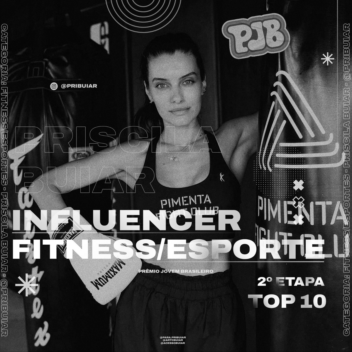 🏆 MUTIRÃO PRÊMIO JOVEM BRASILEIRO 

- Vote em Priscila Buiar na categoria "Influencer - Fitness/Esporte"

🔗votacao.premiojovem.com.br/vote

‼️ A cada 10 votos, comente um emoji.

META: 150 comentários