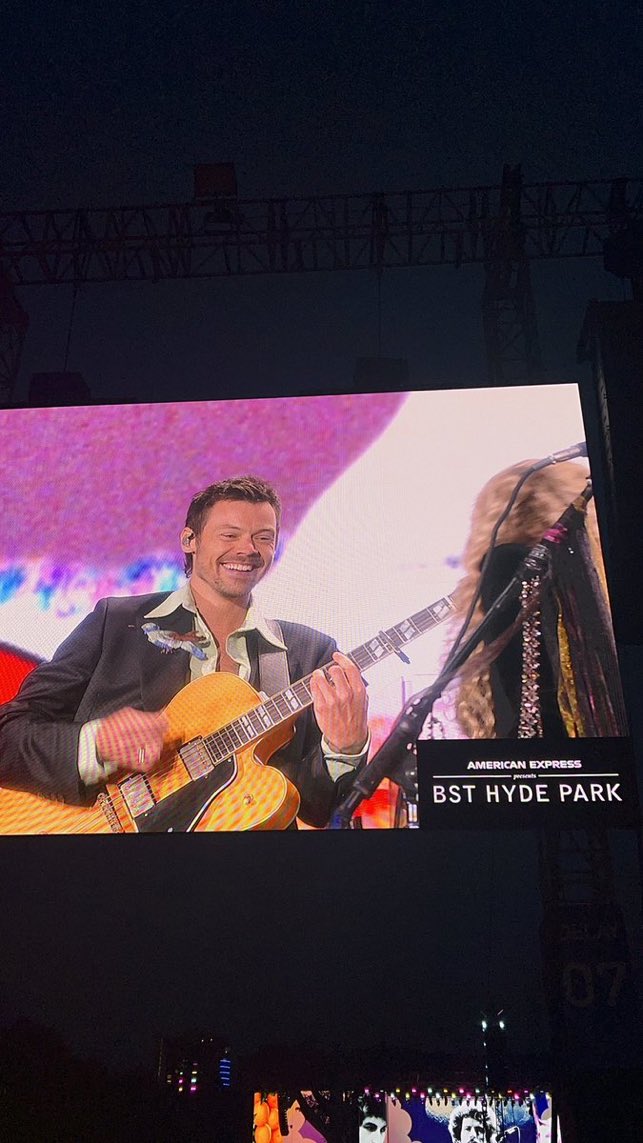 hsdaily's tweet photo. Harry on stage with Stevie Nicks at BST Hyde Park - 12 July (via @canyonmooo) https://t.co/0LWTuhUdaE