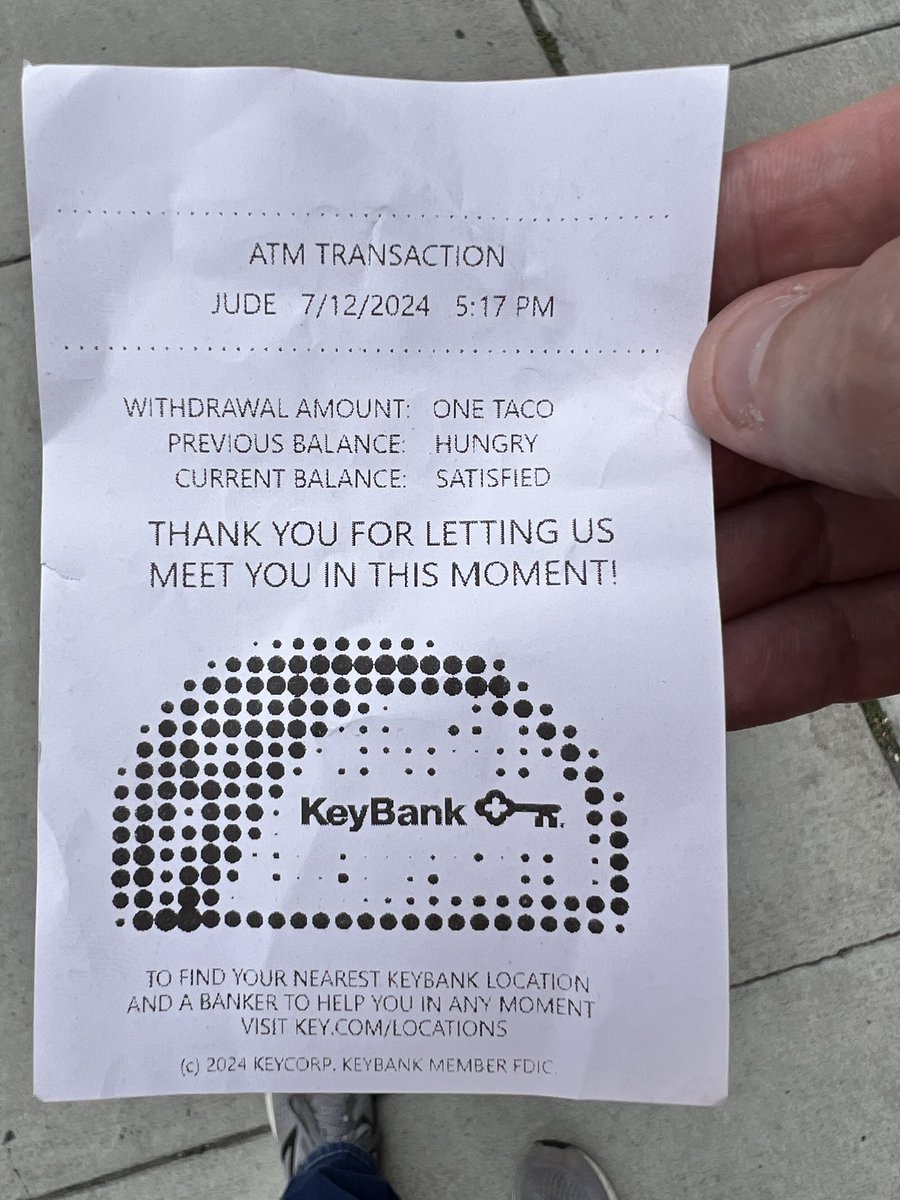 GOPjr's tweet photo. Thank you @keybank for setting up your popup Automated Taco Machine outside my workplace! Very cool to “withdraw” a beef taco for my walk to the parking garage. #Albany https://t.co/L2gGkb6Cv1