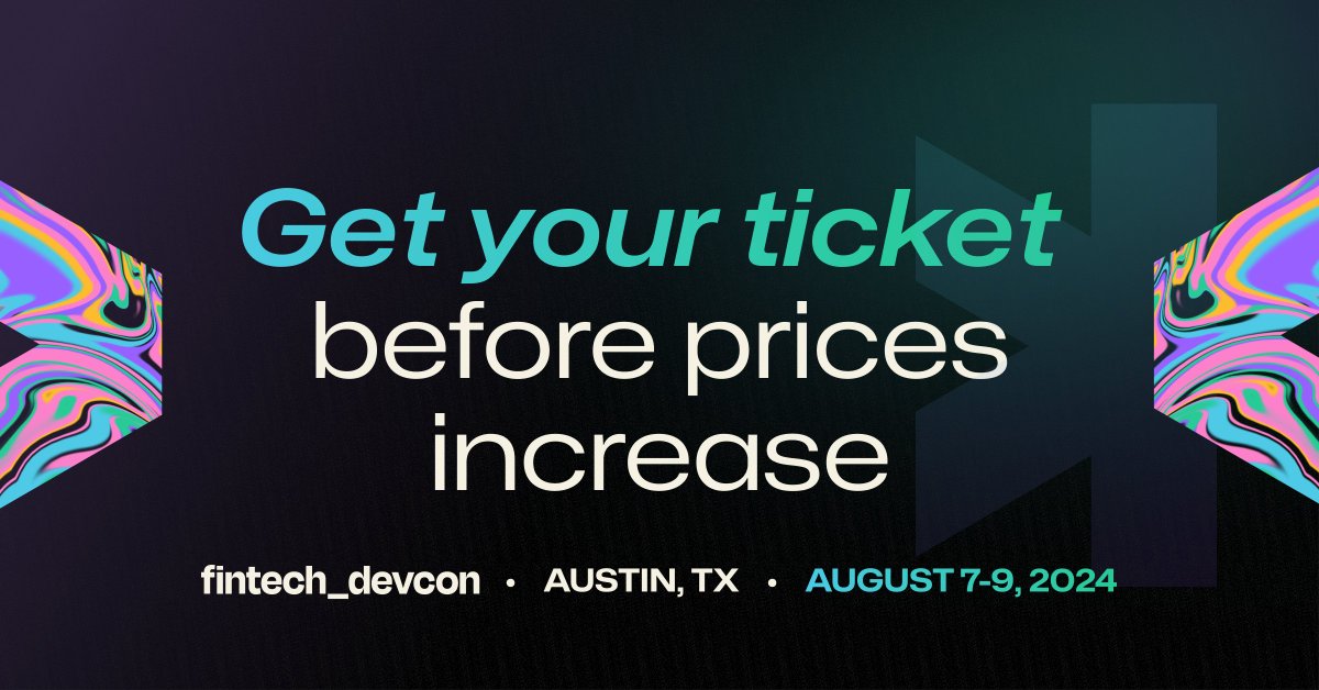 🏃‍♂️ We're in the home stretch! Time for a few #fintechdevcon reminders:

🏨 Book your room at the Fairmont by July 16 to lock in our attendee rate. 
👉 loom.ly/SNErhb8

🎟️ Register before last call pricing kicks in on August 5. 
👉 loom.ly/0AHvCBU

See you soon!