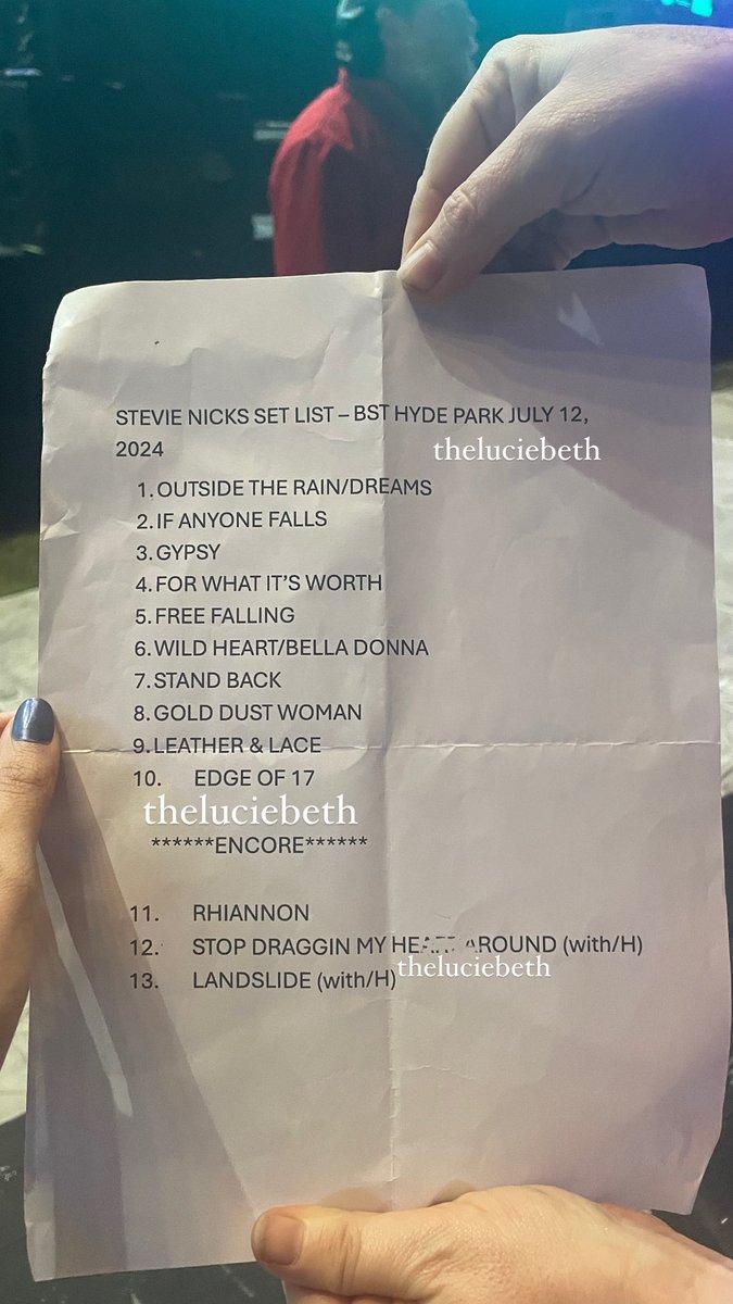 bestharrysbr's tweet image. “with/H” ❤️ Setlist oficial da Stevie Nicks no show em Hyde Park, hoje!

via theluciebeth