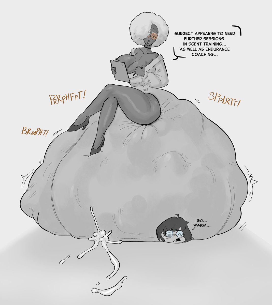 Harlow performing a double test, checking both the durability and quality of her own brand of CM exclusive hyper diapers, while also giving Wendy a preliminary evaluation. 

Wendy has a lot of work before she's ready for the Maw, but Harlow also has plenty more diapers to fill.