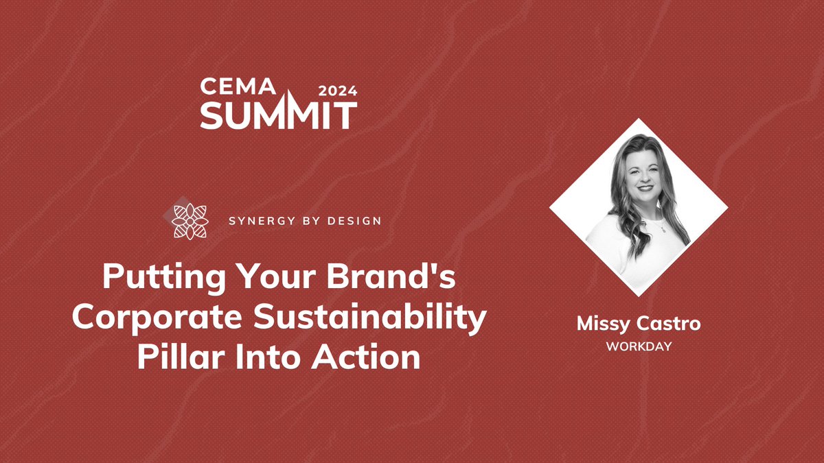 The #CEMASummit agenda is live! Packed with sessions on infusing strategy with purpose and play, including our CEMA member spotlight, Missy Castro session on "Putting Your Brand's Corporate Sustainability Pillar Into Action." Don't miss out! Register now! bit.ly/3JrhdyA
