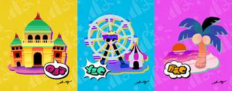 NintendoMan064's tweet photo. The next #Splafest has started now! This theme is ''Which would you reserve a day?'' Team Palace🏰 vs Team Theme Park🎡, vs Team Beach🏖️. Best of luck out there everyone. #Splatoon #Splatoon3 #Nintendo #Gaming https://t.co/J7VKptL1fV