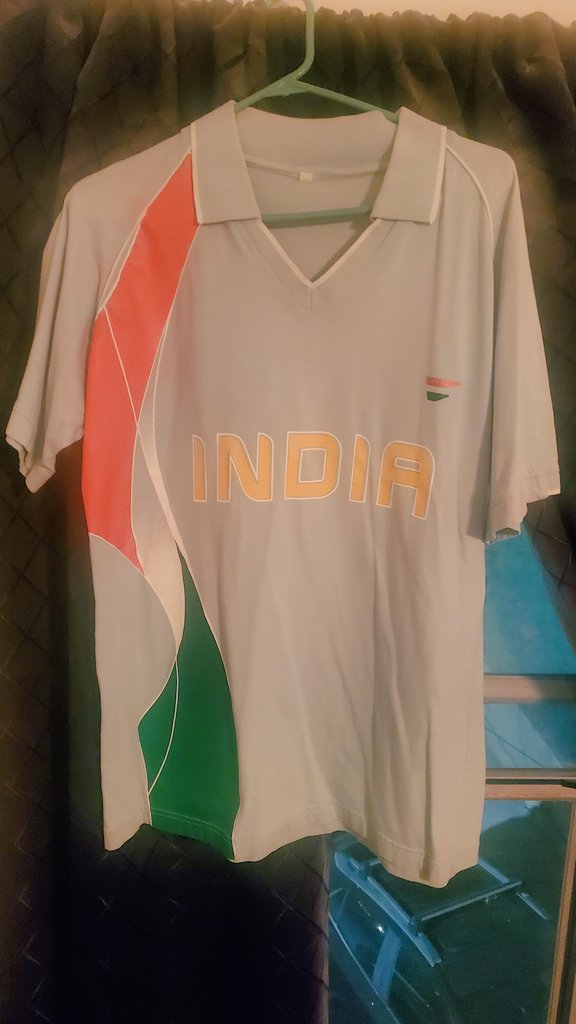Time to let go of my 1st cricket jersey-uh, shirt. You've been good to me since 2007 when I studied a semester in Bangalore. I always wore an undershirt so I didn't expose my lack of chest hair. Now it's time for another to appreciate an underrated sport from my favorite country.