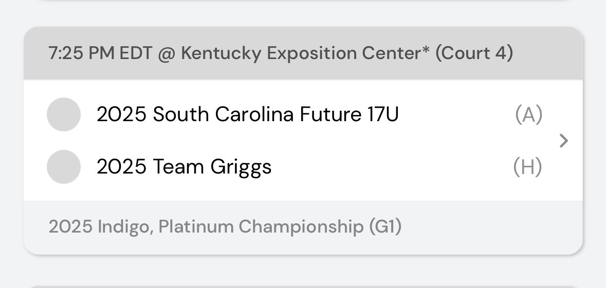 Coaches! Come check out Team Griggs at Roses tonight at 7:25 on Court 4!
