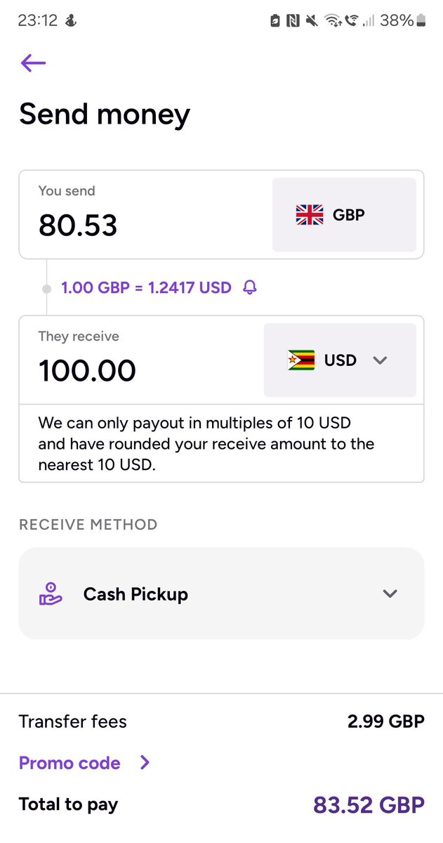 Guys, scout around when you sending money to Zim. Compare these quotes.