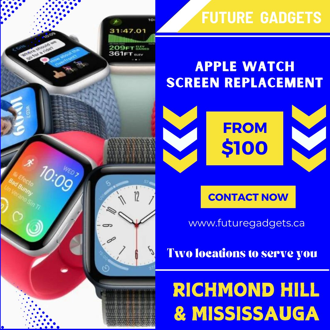 futuregadgetsca's tweet image. ⌚️✨ Upgrade your style and functionality with our premium Apple Watch screen replacements! 🎉 From cracked to flawless, we&apos;ve got you covered. Elevate your wrist game today! 💥  

#AppleWatchUpgrade #ScreenSolutions #TechPerfection