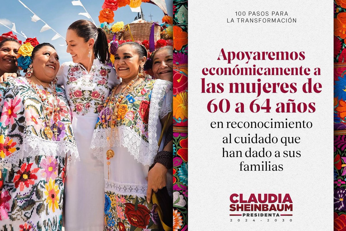 La Dra. <a href="/Claudiashein/">Claudia Sheinbaum Pardo</a> ha propuesto un programa maravilloso que brindará apoyo a las mujeres de 60 a 64 años una vez que asuma la presidencia. Este compromiso reconoce el valioso rol de estas mujeres en nuestras familias y comunidades. A partir de 2025, recibirán un apoyo