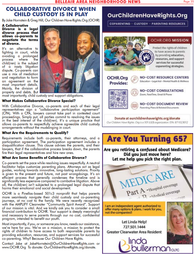Check out our July article in Neighborhood News, 
"Collaborative Divorce When Child Custody Is In Play"
ourchildrenhaverights.org/blog-community…

#childcustody #coparenting 

<a href="/MyClearwater/">City of Clearwater, FL</a> <a href="/HealthyFla/">Florida Dept. of Health</a> <a href="/myclearwaterPD/">Clearwater Police Department</a> <a href="/JackBrewerBSI/">Commissioner Jack Brewer</a> <a href="/PinellasGov/">Pinellas County</a> <a href="/HillsboroughSch/">Hillsborough Schools</a> <a href="/10TampaBay/">10 Tampa Bay</a> <a href="/TampaPD/">Tampa Police Department</a> <a href="/EsqFero/">Pamela Fero, Esq. - Divorce and Family Law</a>