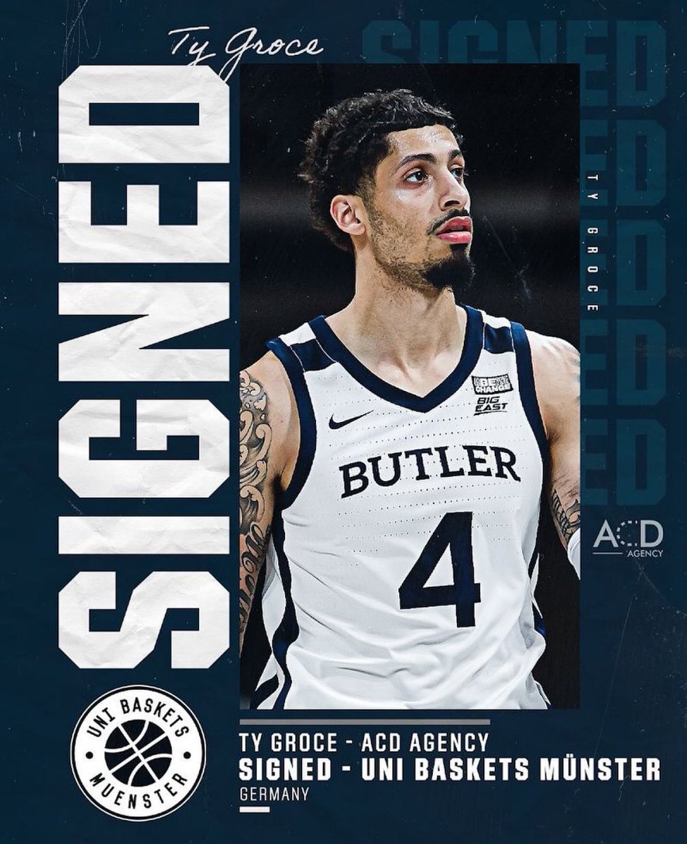 Former Butler Bulldog, Ty Groce, has also signed with Uni Baskets Munster (<a href="/unibaskets/">Uni Baskets Münster</a>) of the ProA German Basketball League!

Congrats <a href="/tygroce/">Ty Groce</a>! #DawgsOnly