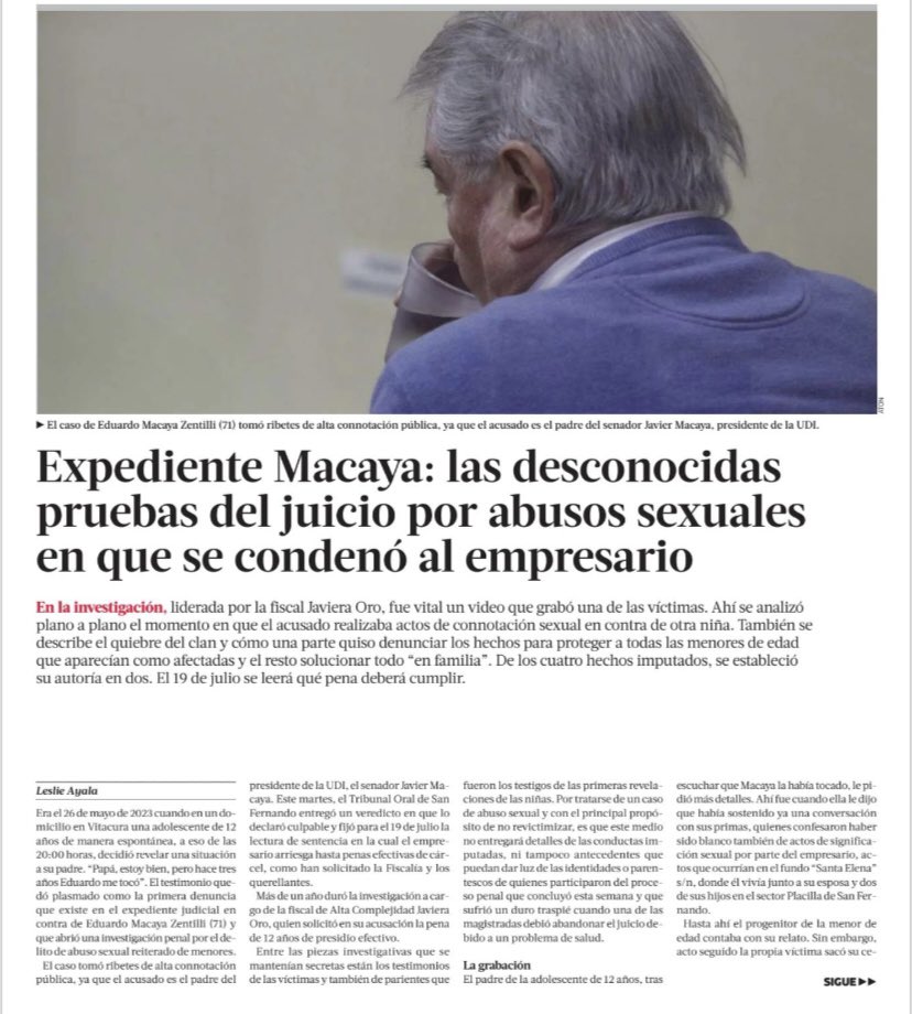 marioaguilera4's tweet photo. Hoy viernes el Tribunal de Juicio Oral en lo Penal de San Fernando decidió que 2 medios de comunicación tiene que eliminar las publicaciones relacionadas con el abuso sexual de Eduardo Macaya. He aquí una de las publicaciones que deben ser eliminadas para que no haya confusión. https://t.co/UWpv1RkHYQ