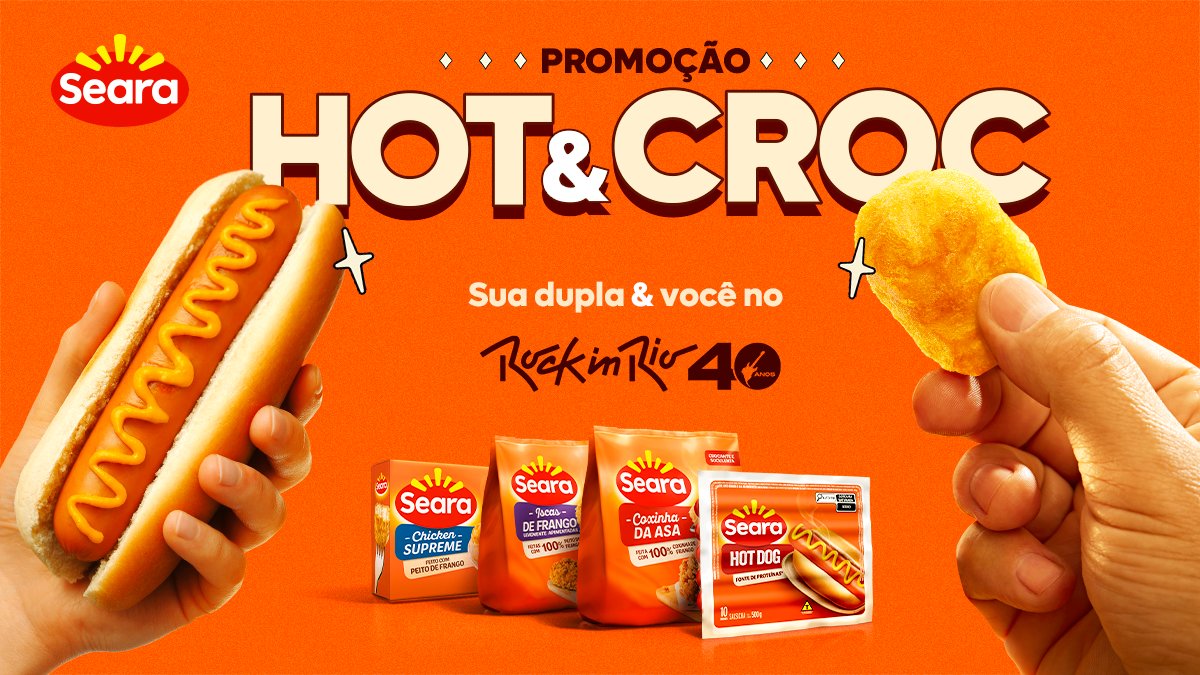 ‼COMEÇOU‼ 
Promo Hot&amp;Croc liberada, valendo PARES DE INGRESSO* para o #RockinRioBrasil2024. Já escolheu sua dupla?

É neste post OFICIAL que você deve comentar: Hot&amp;Croc é a dupla perfeita como eu e @ do seu amigo + #SearaNoRockInRio. E cadastre-se promocaoseara.seara.com.br  🤟