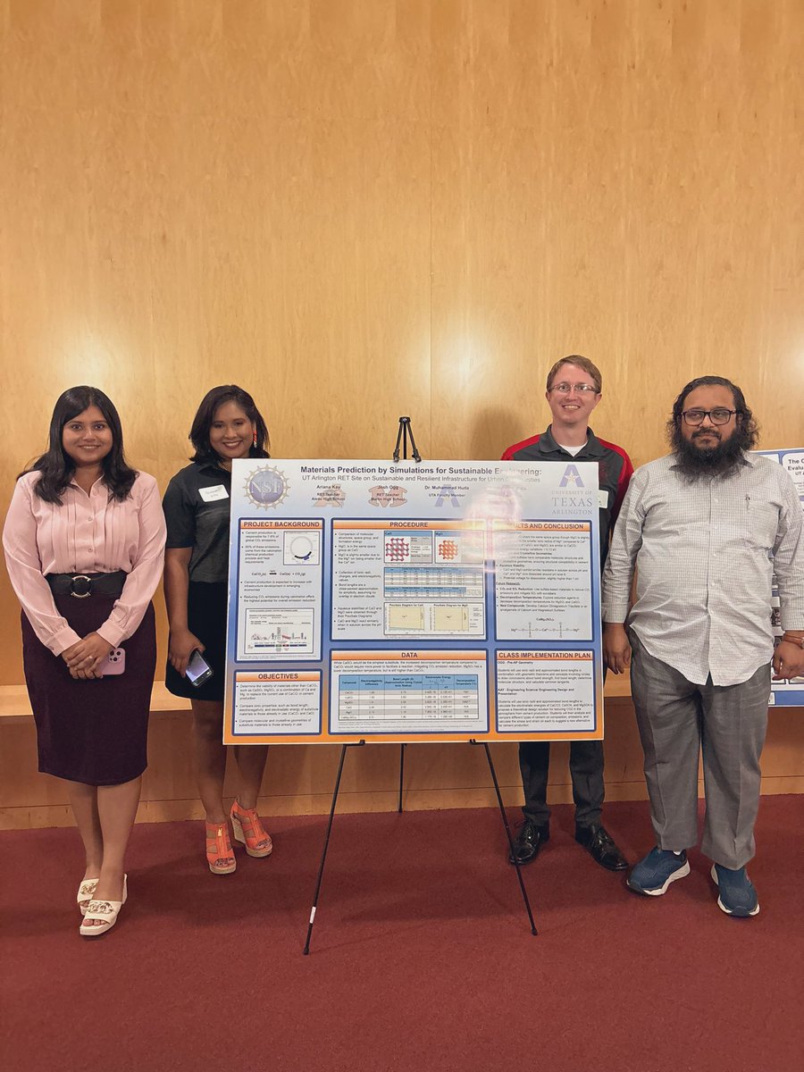Fulfilled a lifelong goal to conduct research, create a poster, and present! Humbled by the opportunity to work with Dr. Yazdani and Dr. Huda through an <a href="/NSF/">U.S. National Science Foundation</a> funded RET program at <a href="/UTArlington/">The University of Texas at Arlington</a>! Thank you for the chance to explore alternative materials in cement production!