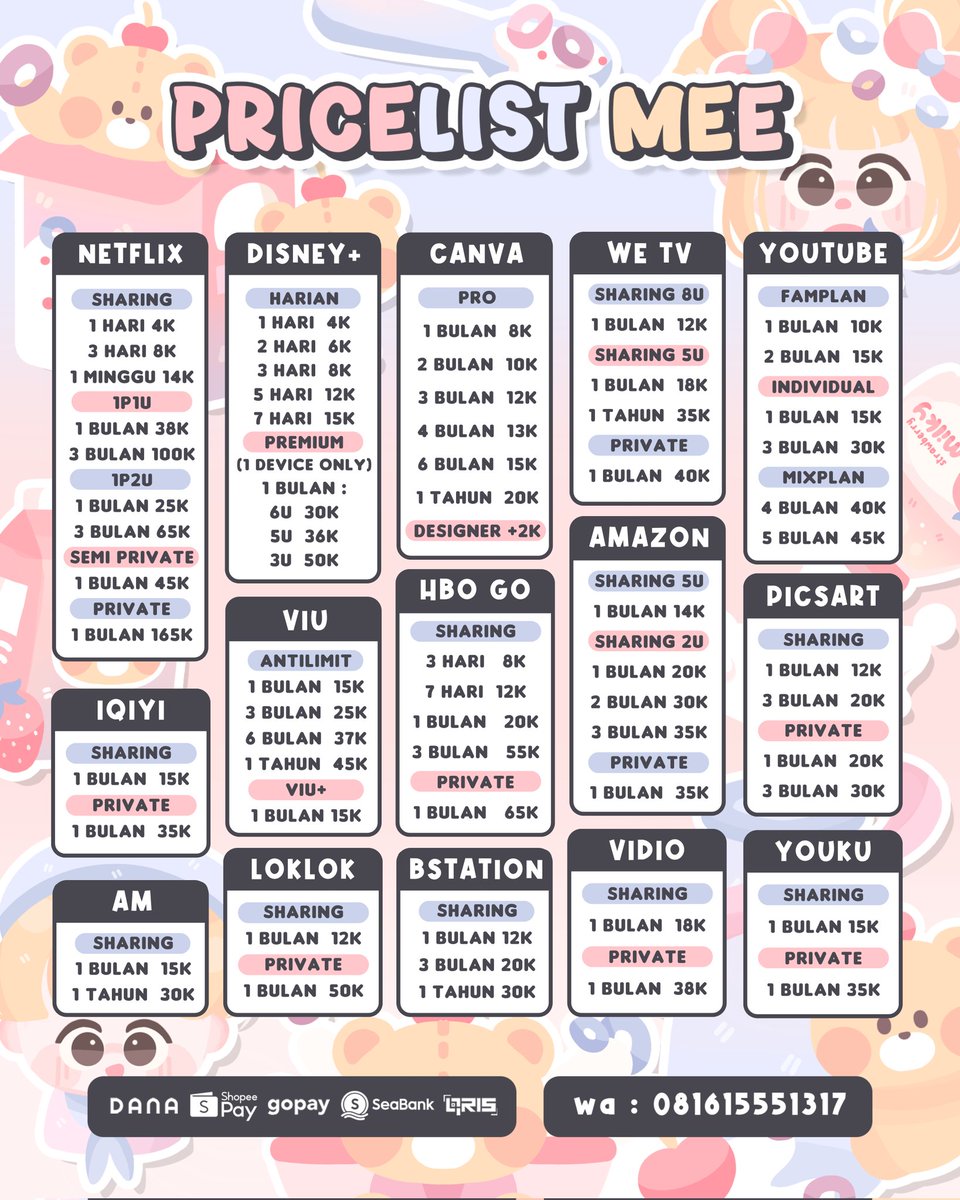 cattobutter's tweet image. ۪  ୨୧  sini kakk sama Mee aja! 🙋🏻‍♀️ soal app prem udah pasti wajib beli di Mee karna trusted 1OO%, harga terjangkau, since 2022 💗☝🏻‧₊˚๑   

꒰ 🌷 ꒱  tiny.cc/testipunyamee
꒰ 💌 ꒱  wa.me/6281615551317 
꒰ 💸 ꒱ avail QRIS &amp;amp; all e-wallet