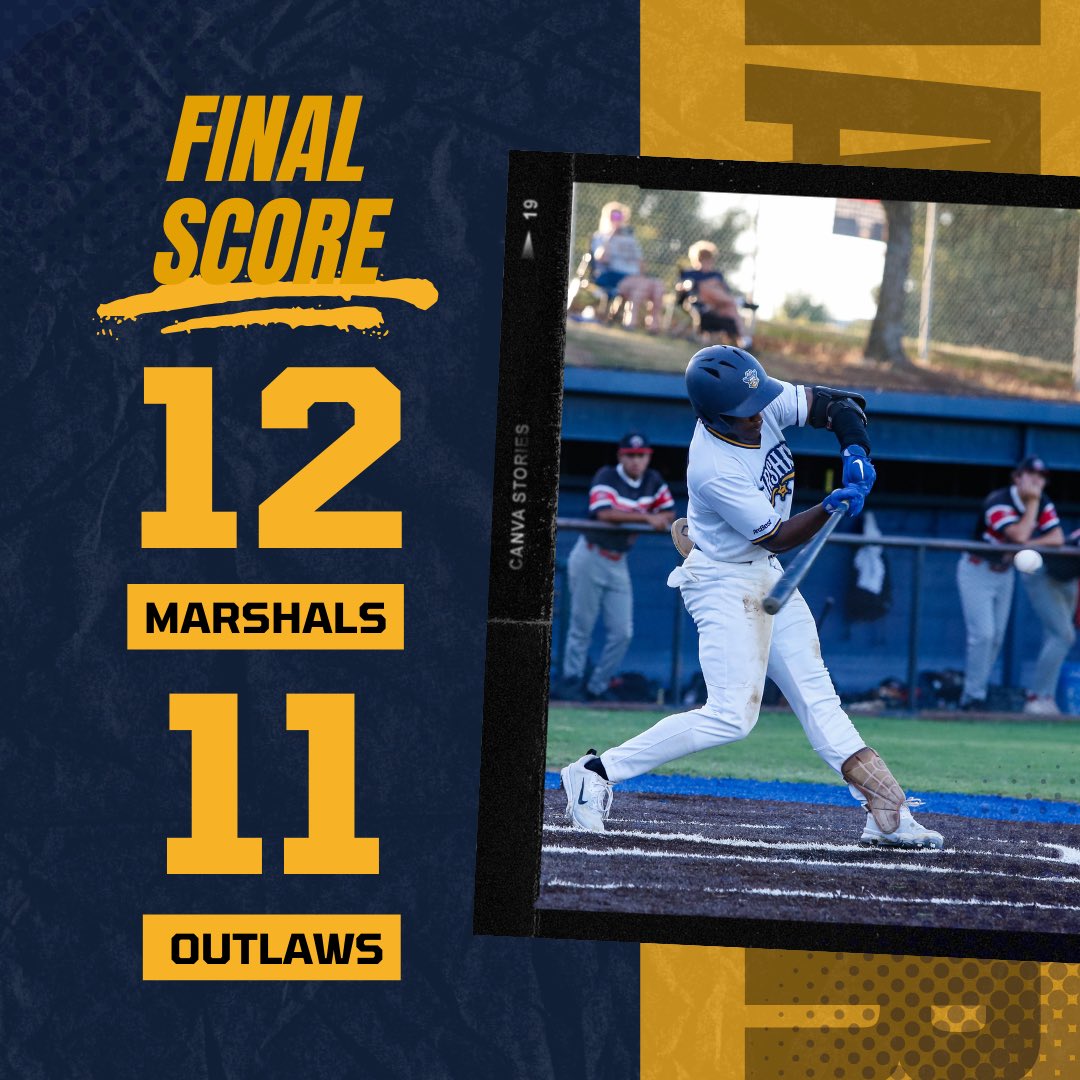 ⭐️MARSHALS WIN⭐️

Marshals make a 8 run comeback to steal the win from the Outlaws and move to a 9-1 record in the last 10 games! 

The Marshals will be back at it again tomorrow at 7:05pm against Joplin. #gomarshals⭐️