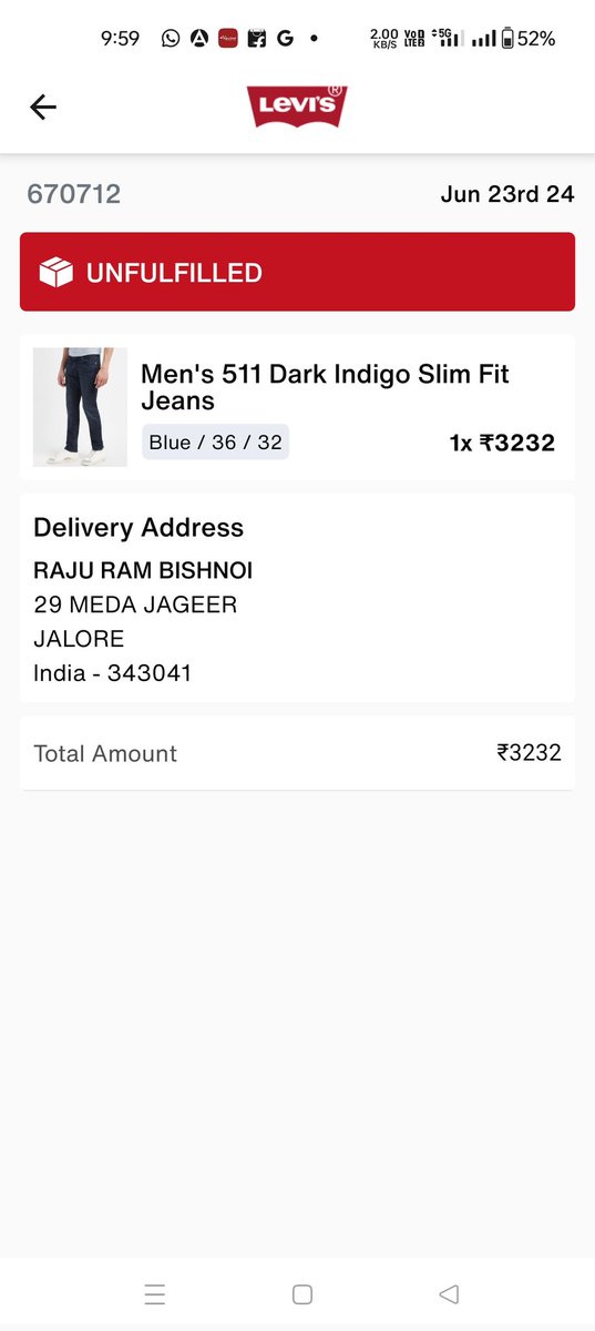 hadetare's tweet photo. @LEVIS Sir, I placed a total of four orders from 23 June 2024 to 30 June 2024. You did not process any of the four orders. Sir, I am sharing a screenshot of all the four orders with you. You have not processed the refund for even one of these and neither have you sent me the pro https://t.co/YlqAxskMrh