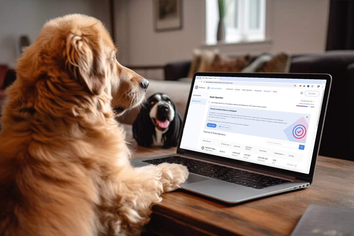 Billy: "Dad, is it time for more treats?"
Dad: "Almost, kiddo. Just delegating my SQT tokens to earn us some more rewards!"