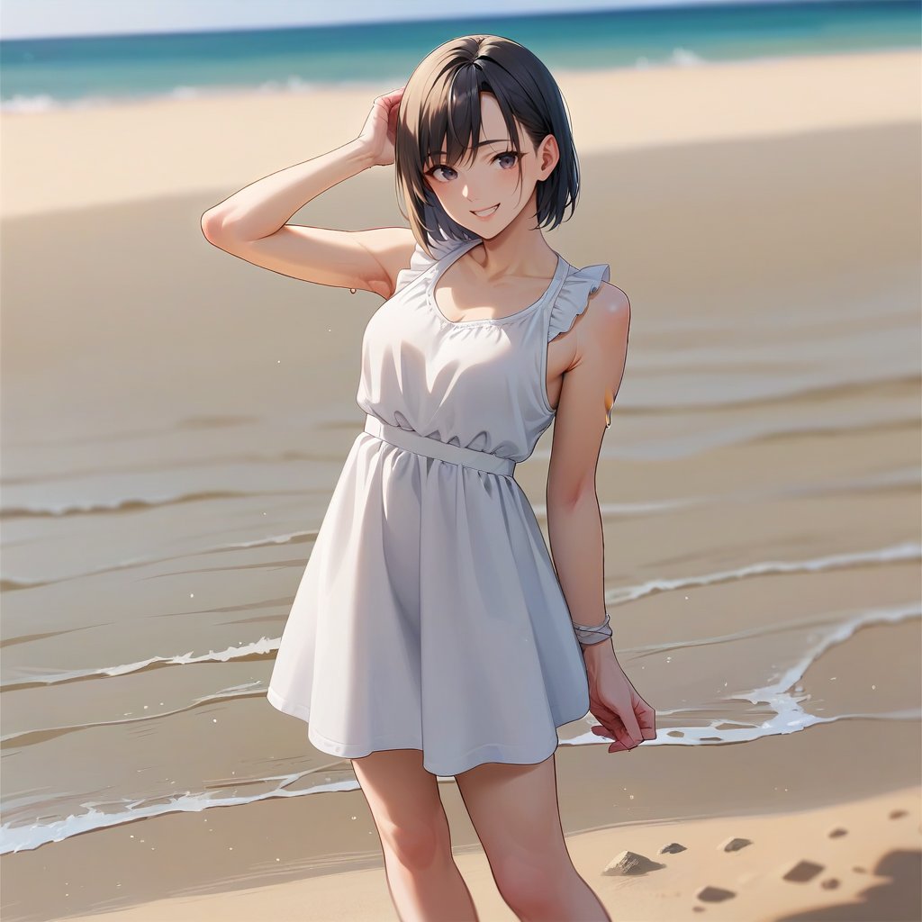 波打ち際 AutismMix SDXLで生成 #PonyDiffusion