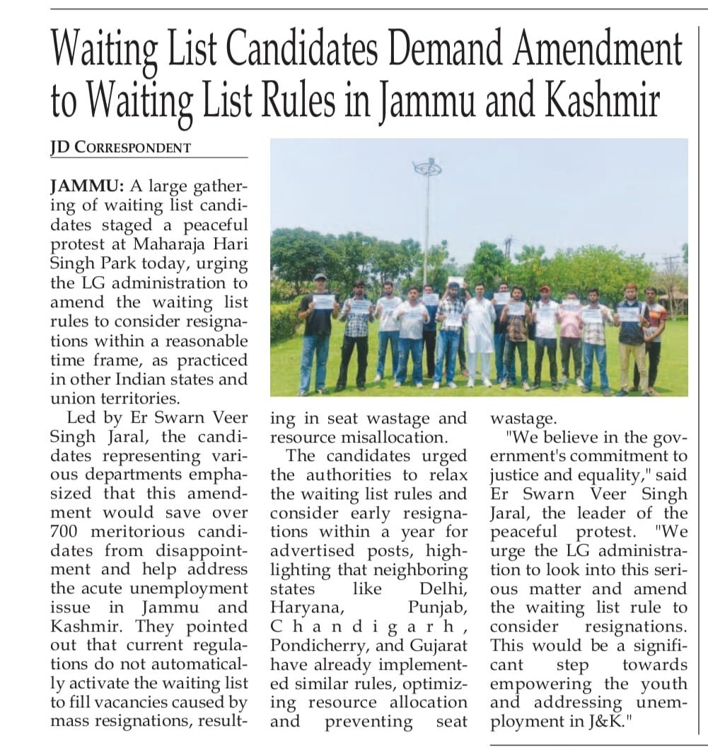 consdrresign's tweet photo. The Lt. Governor's commitment to the welfare and development of J&amp;K's youth is commendable.We request that the @OfficeOfLGJandK further support these efforts by #amending waiting list rules and considering resignations,like other states, 
to benefit the youth.@manojsinha_ @diprjk https://t.co/0VDlEhEtpG