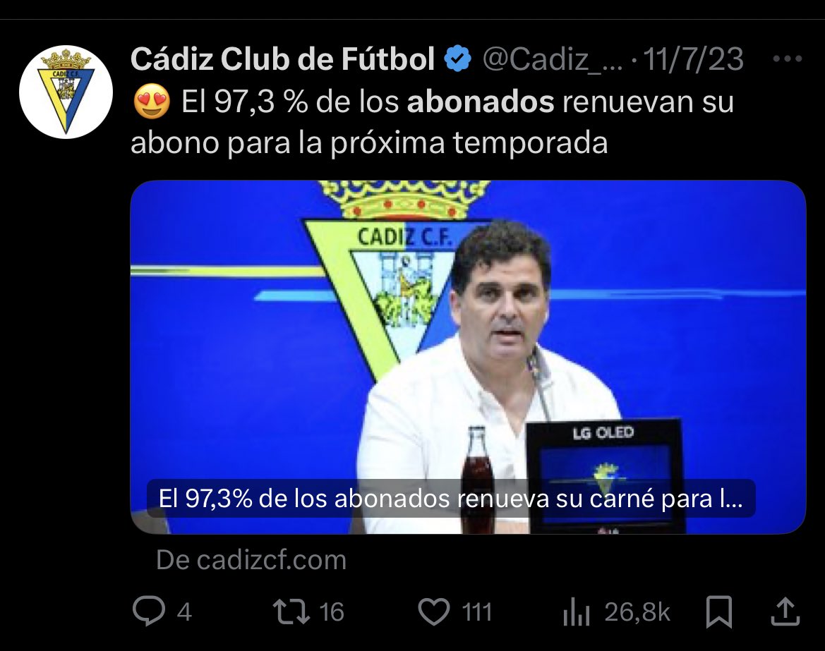 🚨SEGUN el <a href="/Cadiz_CF/">Cádiz Club de Fútbol</a> este año
16.759 cadistas han renovado su carné, lo que supone un 93,11%
➡️ Esta cifra supera a los 15.200 socios abonados que renovaron la pasada.
🚨 SEGÚN el <a href="/Cadiz_CF/">Cádiz Club de Fútbol</a> el año pasado... 
Una vez más, " ¿No huele un poco raro aquí 🤷🏻‍♂️?"