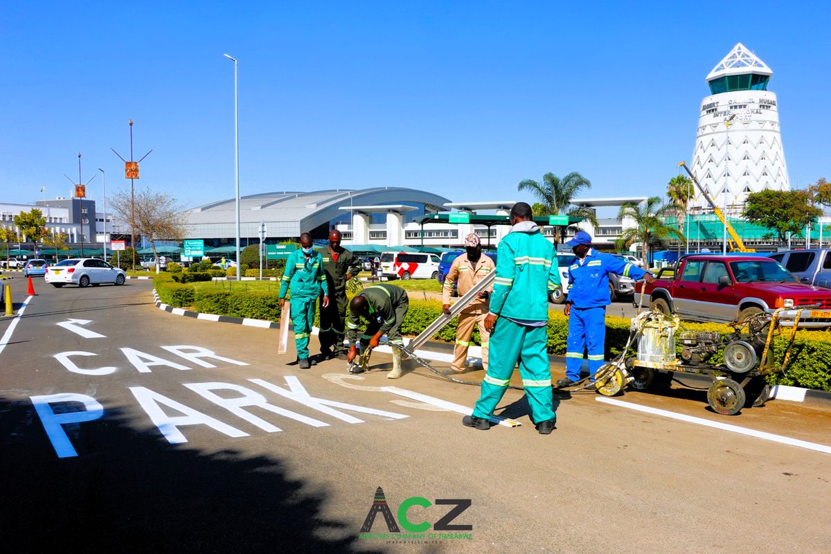 Airports_Zim's tweet photo. Buckle up with @Airports_Zim, excitement's on route! Essential landscaping &amp;roadworks began on Airport Road &amp; inside RGMI airport premises. It's a smooth transition with ACZ for stellar airports. The Beautification Exercise unifies standards with the upgraded interior aesthetics. https://t.co/anQyI3r7AR