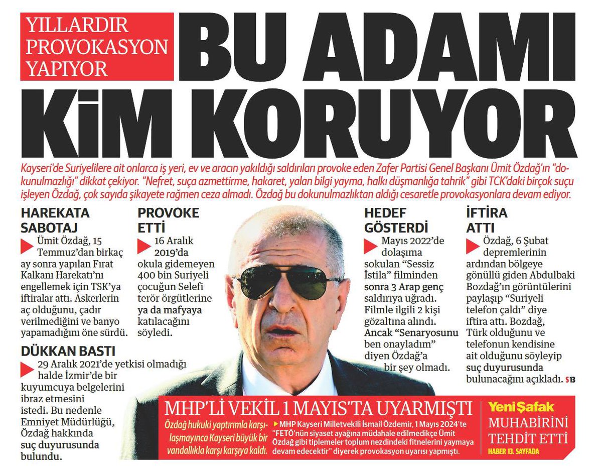 Sizin şerrinizden Allah koruyor. <a href="/zaferpartisi/">Zafer Partisi</a>