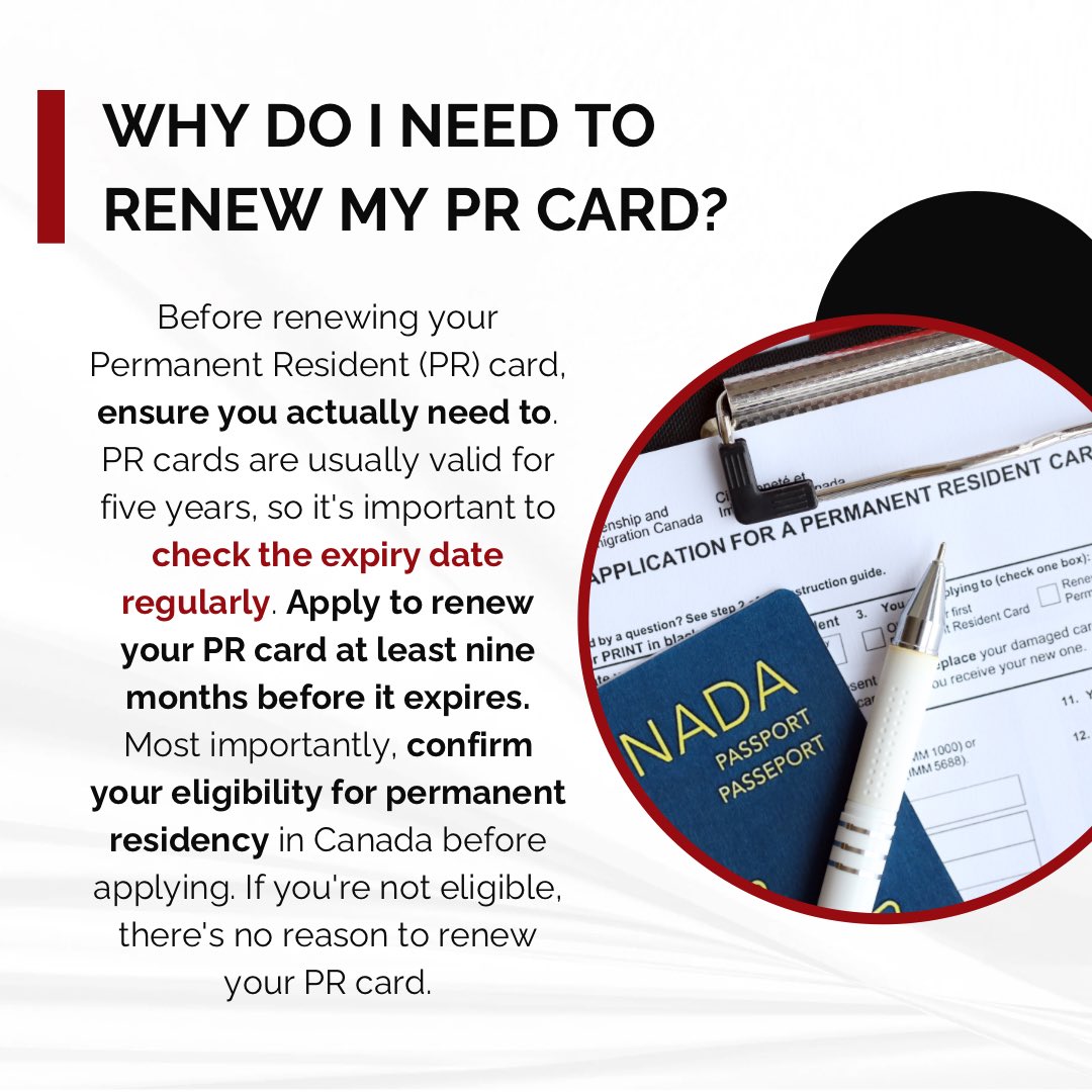 jar_immigration's tweet photo. As a permanent resident of Canada, you must maintain a valid PR card for re-entry; this will guide you on renewing your PR card and other important considerations.🇨🇦 https://t.co/4tVscXYfE9