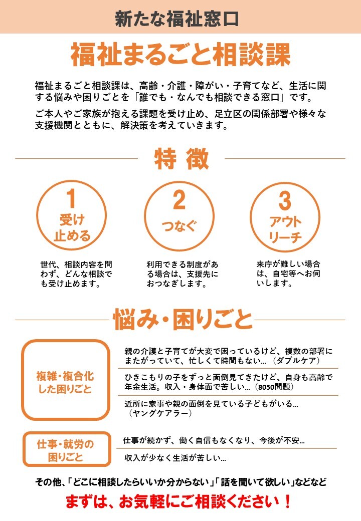 足立区役所 в X: „福祉まるごと相談課は「誰でも・なんでも相談