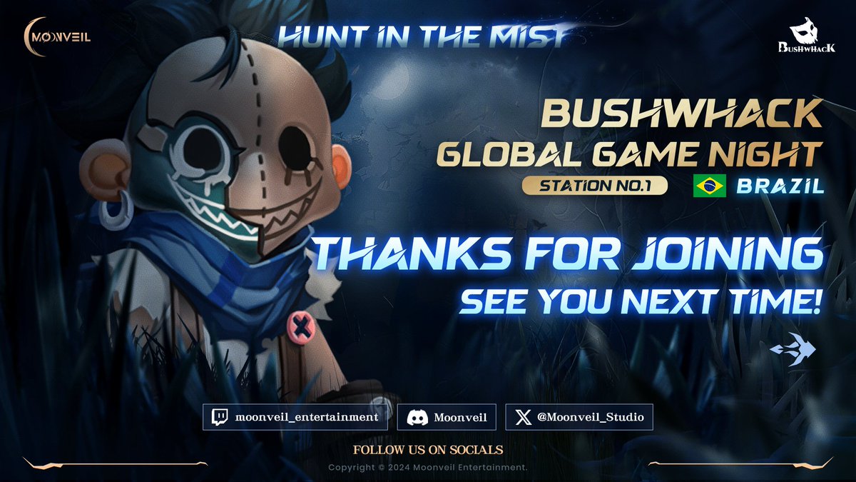 Bushwhack Global Game Night, Station 1 in Brazil has concluded.

Congratulations to the winner: <a href="/StormingWeb3/">Storming</a>  

We would like to extend a big thank you to all of the players and the audience for your participation!

Bushwhack will continue to improve and looks forward to seeing