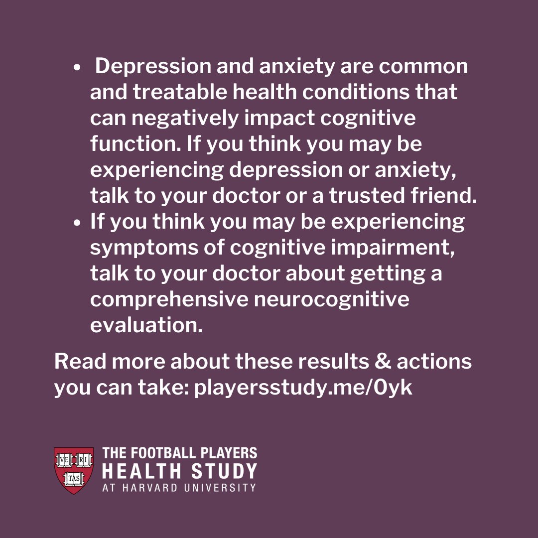PlayersStudy's tweet photo. Concussion & Long-Term Health: What Does This Mean for You?
Some playing positions may increase the risk for cognitive impairments, anxiety, & depression in longer NFL careers. More research is needed. https://t.co/rJOVYOdjgN
#PlayersStudy #NFLβ #NFLLife #PlayerHealth #NFLPA https://t.co/3yEhyao3Bt
