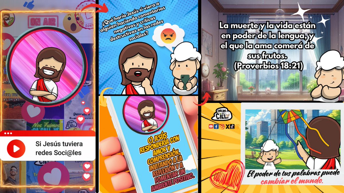 ovejasalCielo's tweet photo. 🌟 ¿Qué haría Jesús si viera comentarios negativos en las redes? En nuestro nuevo capítulo de "Si Jesús tuviera redes sociales", Jesús nos enseña a responder con amor y comprensión. 🙏 Descubre más en #PalabrasDeAmor, #AmorEnAcción y #PositividadOnline. #OvejasParaElCielo https://t.co/vm065LQNKc