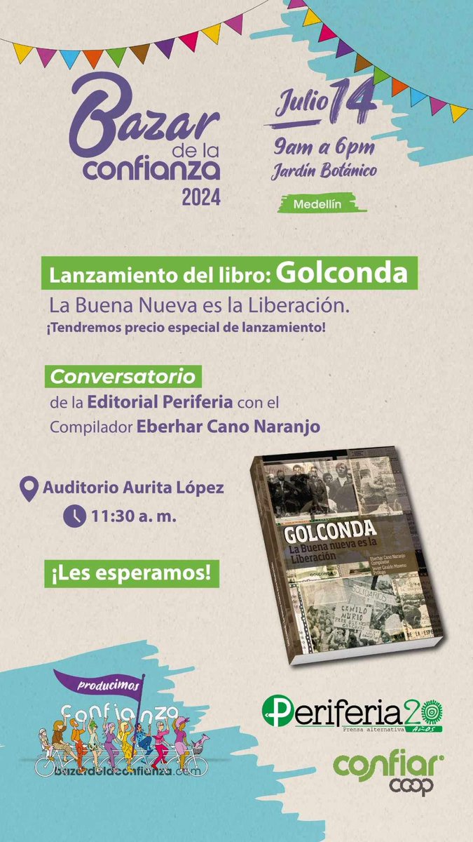 teounder's tweet photo. Este domingo, en el Bazar de la Confianza de @CONFIARCoop se lanzará el libro Golconda, una recuperación de archivos que incluye fotografías inéditas y artículos de análisis y reflexión sobre el legado de este movimiento en Colombia. 👇🏻 https://t.co/kEu6j90nrK