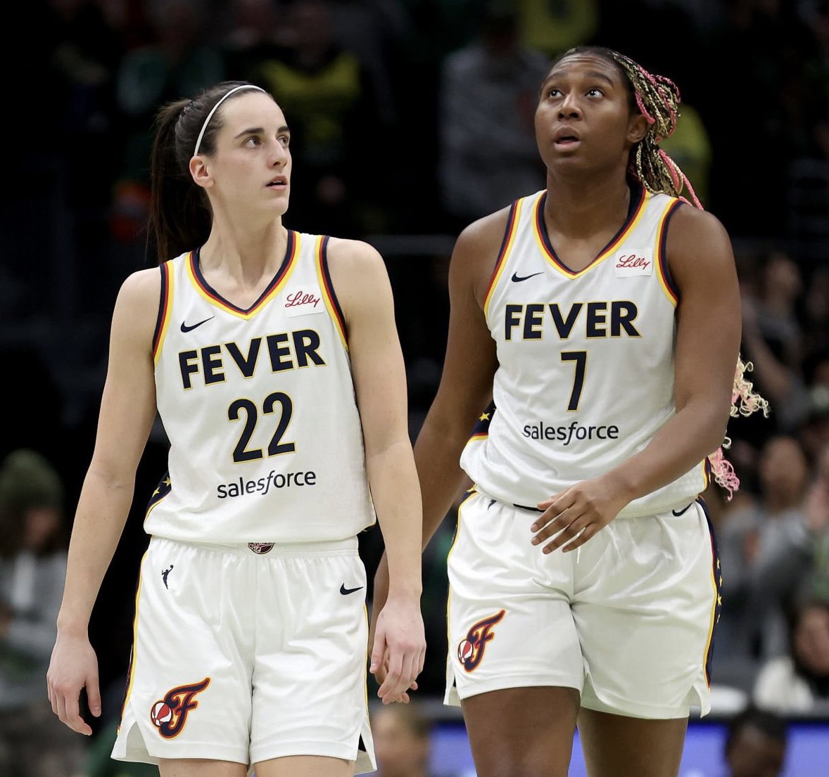 Caitlin Clark &amp; Aliyah Boston are the first duo in Indiana Fever history to each record a 20-point double-double in the same game.