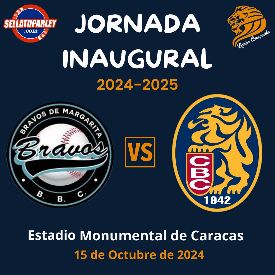 LegionCaraquist's tweet photo. La jornada inaugural será entre los Bravos de Margarita y los Leones del Caracas en el Estadio Monumental de Caracas. (15/10/2024).🥳🥳🥳

Temporada 24-25 de la LVBP en honor a la Leyenda del béisbol venezolano y de los Leones del Caracas VÍCTOR DAVALILLO.✅️

#SomosLegión🦁😎🔥 https://t.co/hbbQpTjgye