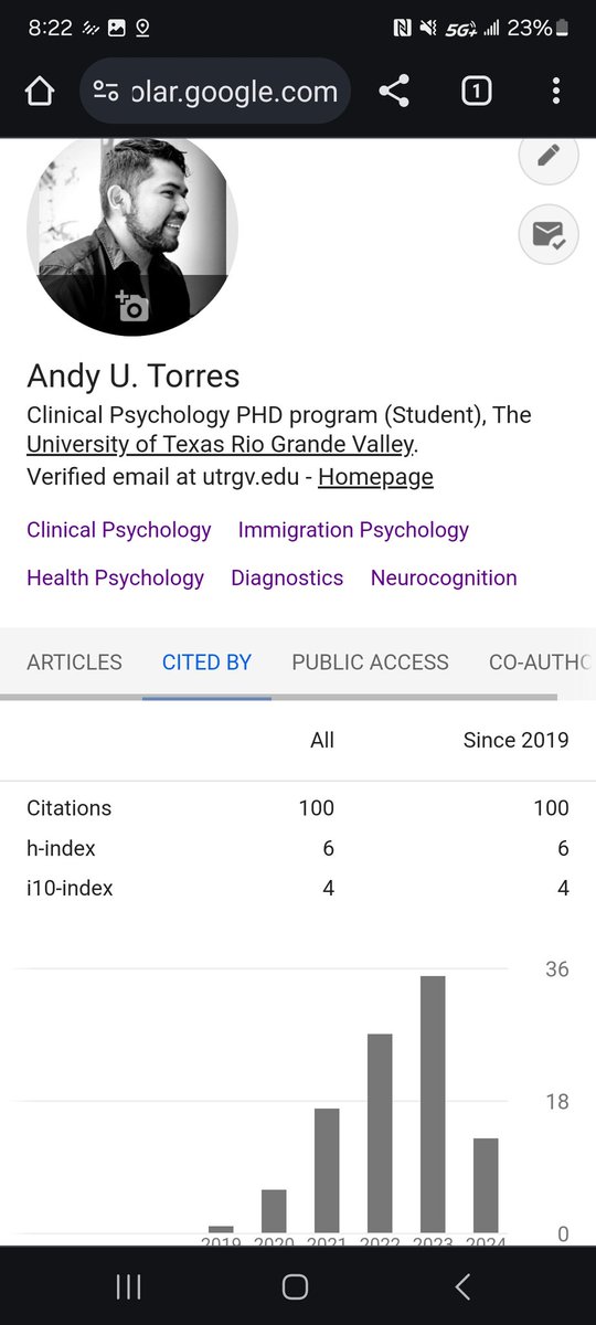 AndyUTorres's tweet photo. Happy and excited to share I reached 100 citations!!!! 
@Dr_Mercado1  @mclrgv  thanks for all these yrs of mentorship #200Bound https://t.co/Z9zBkSuuCT