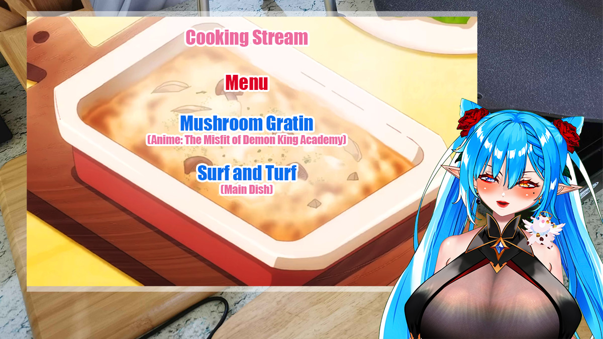 xyalyn's tweet photo. Anime Cooking stream! My First Time making Mushroom Gratin &amp; Surf and Turf! 💕

⏰8:00 AM EST/ 8:00 PM GMT+8
🌸https://t.co/dsvmJ4Cf0K

#Vtuber #Vtubers #vtubercooking #cookingstream #Cooking https://t.co/AYicYUzp0A
