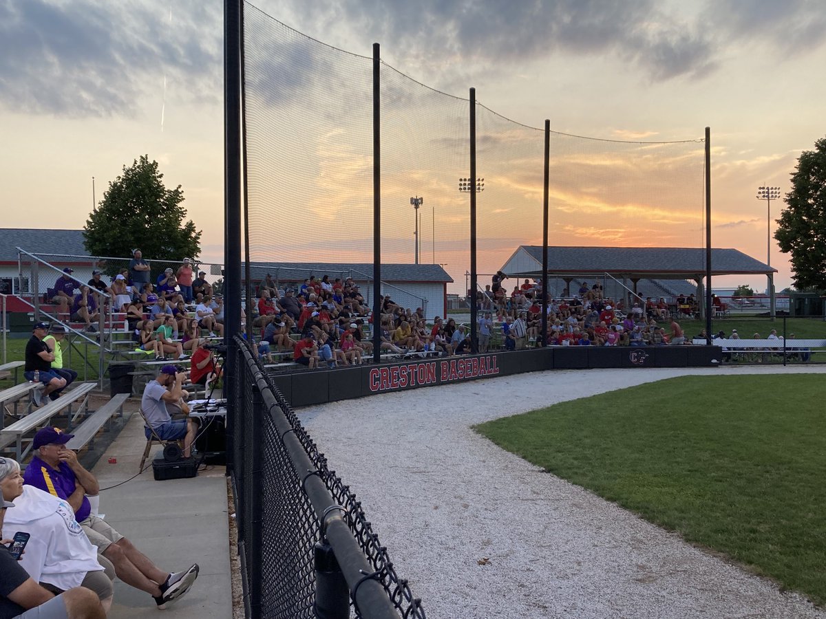 larrypeterson's tweet photo. Sun sets over Panther Field with Creston leading Denison-Schleswig 9-4 in the sixth. https://t.co/mqmzxzaXVY